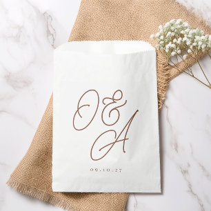 Rust   Script Watermark Monogram Wedding Favour Bag