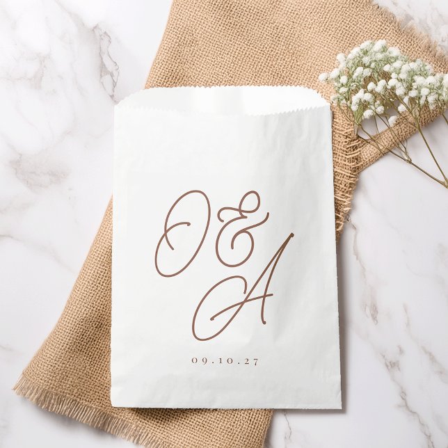 Rust | Script Watermark Monogram Wedding Favour Bag (Creator Uploaded)