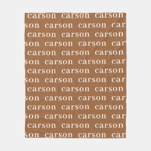 Rust Simple Personalised Repeating Name Fleece Blanket