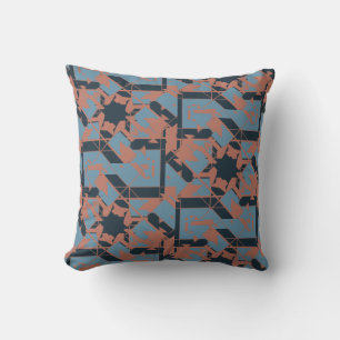 Rust Slate Blue Navy Mediterranean Jagged Mosaic Cushion