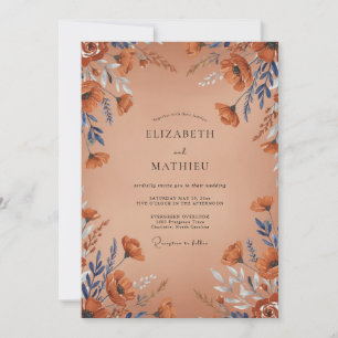 Rust Slate Wildflower Wedding Invitation