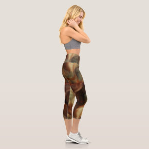 rust smoke marble Abstract Capri Leggings