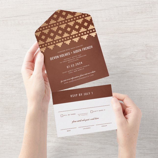 Rust Southwest Gleam Wedding All In One Invitation (Tearaway)