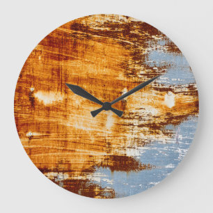 Rust steel sheet, textured background. large clock