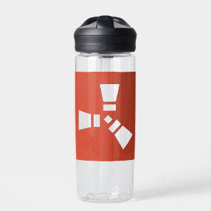 RUST Symbol Clear on Red Water Bottle
