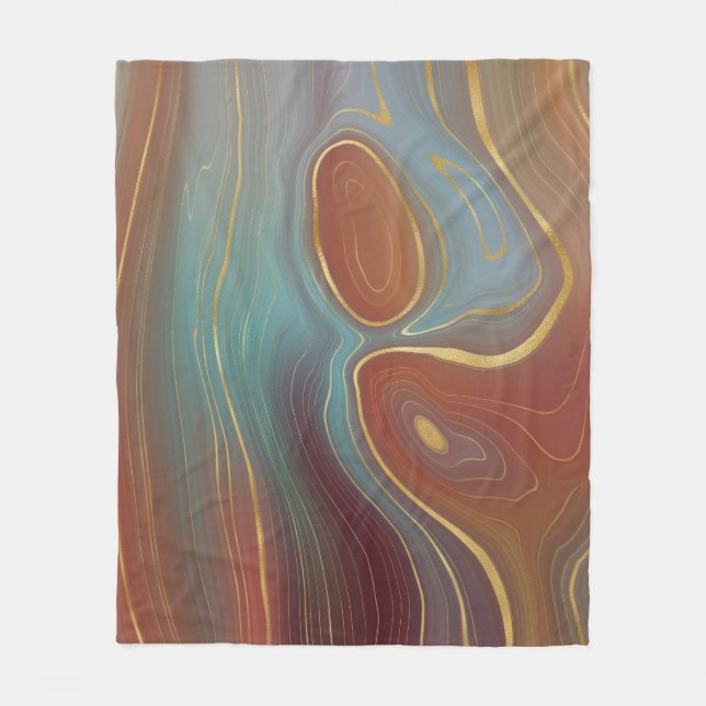 Rust & Teal Earth Strata   Fleece Blanket (Front)