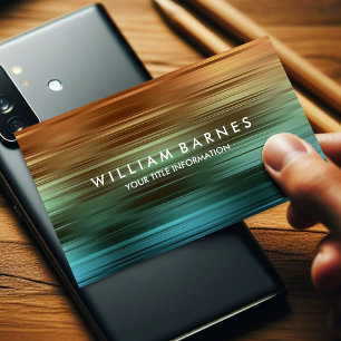 Rust Teal Stripes Business Card