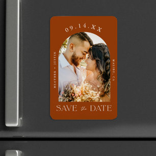 Rust Terracotta Boho Fall Photo Save the Date Magnet