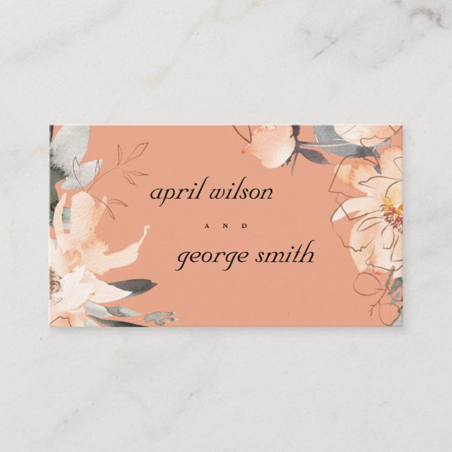 RUST TERRACOTTA BROWN BOHO FLORAL WEDDING WEBSITE BUSINESS CARD (Front)