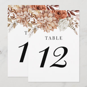 Rust Terracotta Fall Boho Floral Table Number