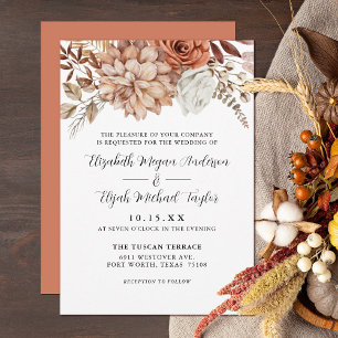 Rust Terracotta Fall Floral Wedding Invitation