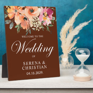 Rust Terracotta Floral Wedding Welcome Plaque