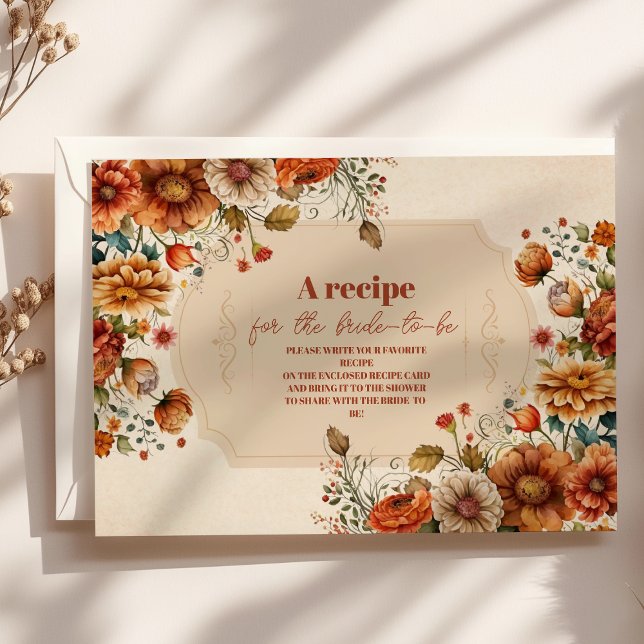 Rust Terracotta Flowers Bridal Shower Enclosure Card (Creator Uploaded)