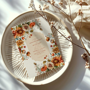 Rust Terracotta Flowers Burnt Orange Fall Wedding Acrylic Invitations