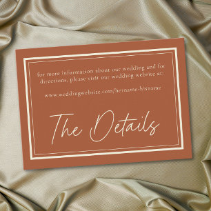 Rust Terracotta Minimalist Frame Wedding Enclosure Card