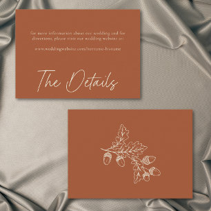 Rust Terracotta Minimalist Leaf Acorn Fall Wedding Enclosure Card