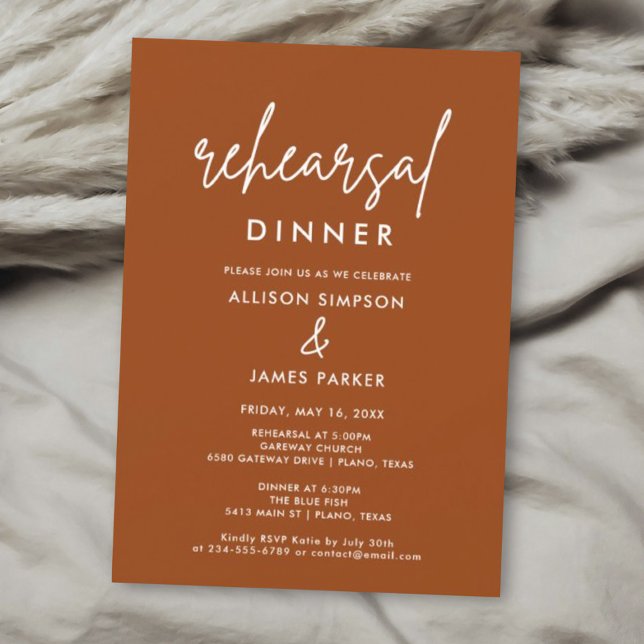 Rust Terracotta Rehearsal Dinner Invitation (Creator Uploaded)