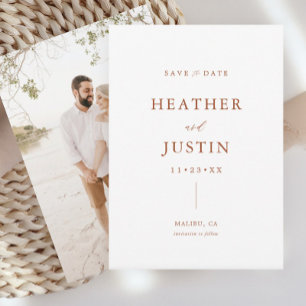 Rust Terracotta Wedding Photo Save The Date