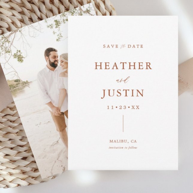 Rust Terracotta Wedding Photo Save The Date (Creator Uploaded)