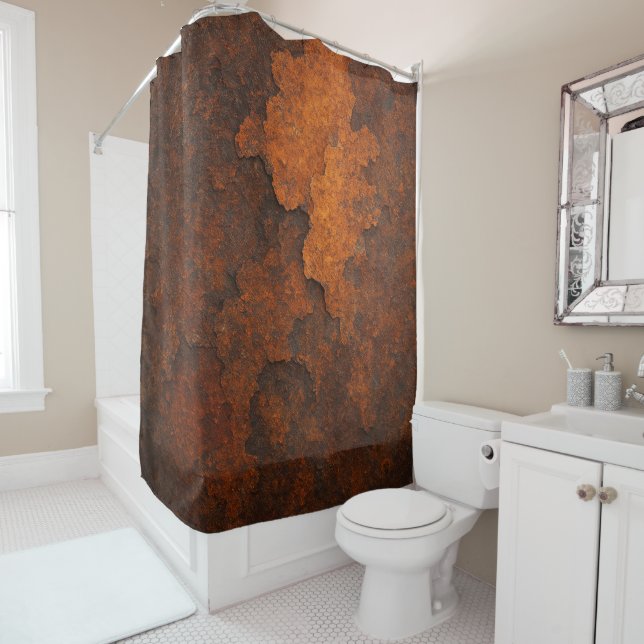 Rust Texture Grunge Background – Aged Metal Design Shower Curtain (In Situ)