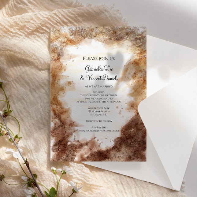 Rust Tones Abstract Watercolor Wedding Invitation (Creator Uploaded)