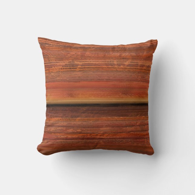 Rust Tones Rustic Horizontal Line Throw Pillow (Front)