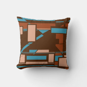 Rust Turquoise Beige Brown Southwest Look Mosaic Cushion