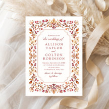 Rust Vintage Botanical Floral Frame Fall Wedding