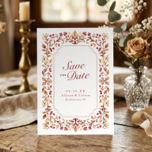 Rust Vintage Botanical Floral Frame Fall Wedding