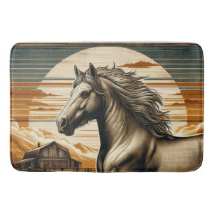 Rust/vintage horse/western bath mat