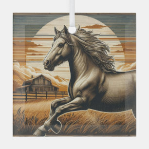 Rust/vintage horse/western glass tree decoration