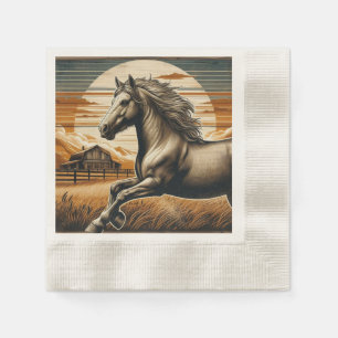 Rust/vintage horse/western  napkin