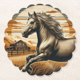 Rust/vintage horse/western paper coaster