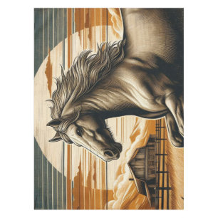 Rust/vintage horse/western tablecloth