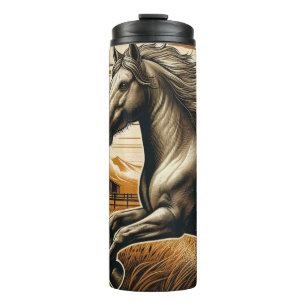 Rust/vintage horse/western thermal tumbler