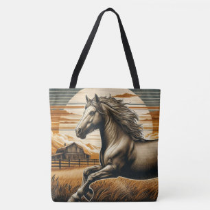Rust/vintage horse/western  tote bag