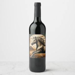 Rust/vintage horse/western wine label