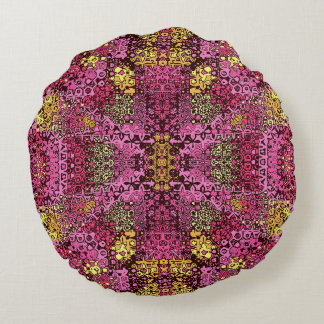 Rust violet boho tapestry round Pillow. Round Cushion