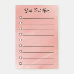 Rust Watercolor Lined List Checkboxes Personalised Post-it Notes