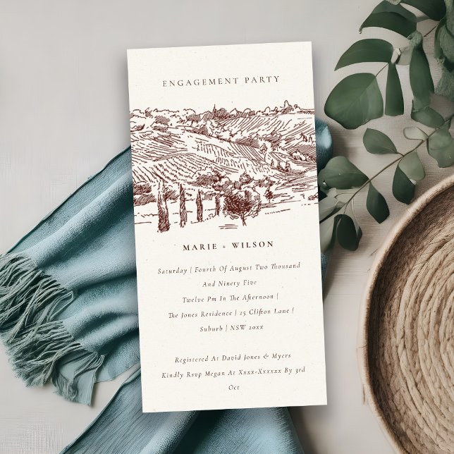 Rust Winery Mountain Sketch Engagement Invite (Creator Uploaded)