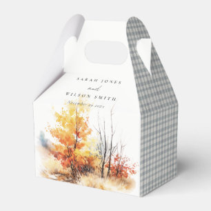 Rust Yellow Autumn Fall Landscape Plaid Wedding Favour Box