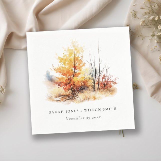 Rust Yellow Autumn Fall Landscape Plaid Wedding Napkin (Creator Uploaded)