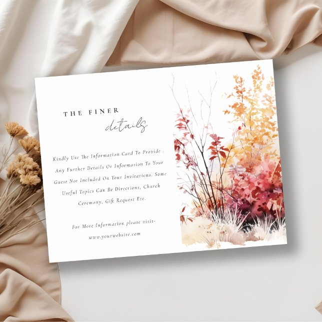 Rust Yellow Autumn Fall Landscape Wedding Details Enclosure Card (Creator Uploaded)