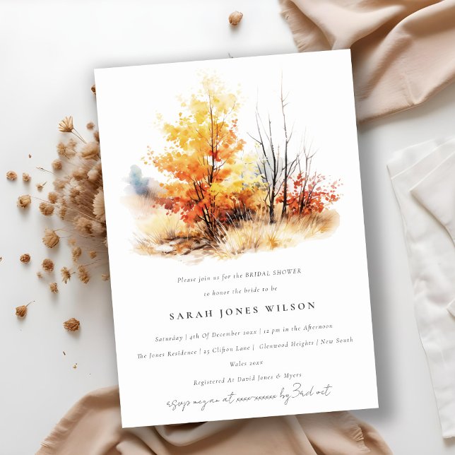 Rust Yellow Fall Landscape Plaid Bridal Shower Invitation (Creator Uploaded)