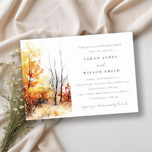 Rust Yellow Fall Landscape Plaid Rehearsal Dinner Invitation