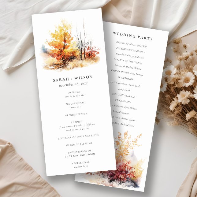 Rust Yellow Fall Landscape Plaid Wedding Program (Creator Uploaded)