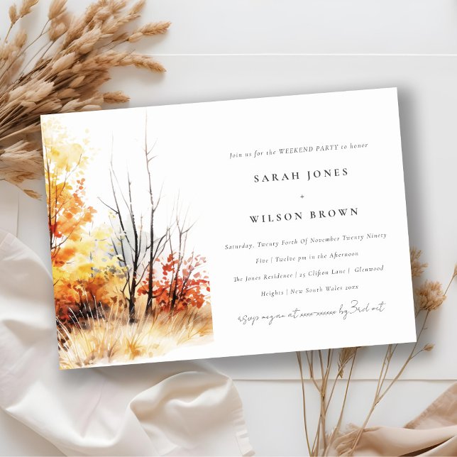 Rust Yellow Fall Landscape Plaid Weekend Party Invitation (Creator Uploaded)
