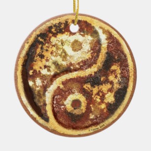 Rust Yin Yang Ceramic Ornament