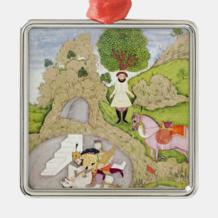 Rustam killing the White Demon Metal Tree Decoration