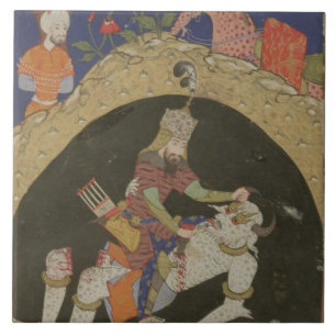 Rustam slays the White Div of Mazandaran, illustra Ceramic Tile